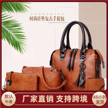  new European and American fashion trend in spring and summer 2020 single shoulder diagonal straddle handbag mother bag four piece color contrast retro women's bag [issued on February 9]