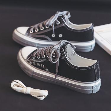 Canvas Shoes Women's Shoes 2022 New Korean Spring Student Fashion Shoes Versatile Casual Flat Black Cloth Shoes Slate Shoes Autumn