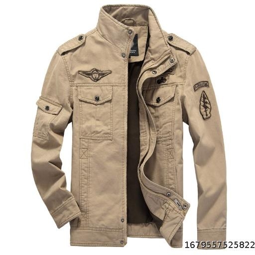Autumn pure cotton men's jacket, military uniform, workwear, oversized casual jacket