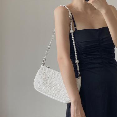 New French original fold underarm bag female vintage pearl chain single shoulder crossbody bag fashion small bag
