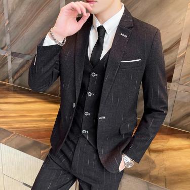 Suit Men's Set Korean Version Slim Fit Groom Bridesman Wedding Dress