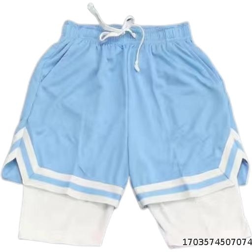 American Basketball Shorts Men's Summer Thin Fake Two Piece Mesh Quick Drying Anti Drift Training Quick Drying Shorts