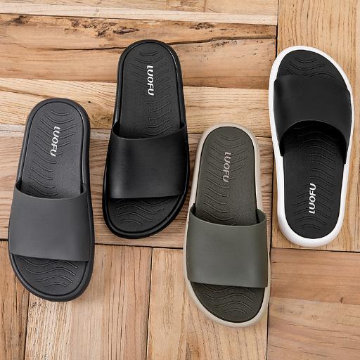 Minimally designed slippers for men, summer sports, bathroom, non slip sole, high-end home feel, couple's thick sole, outdoor beach shoes