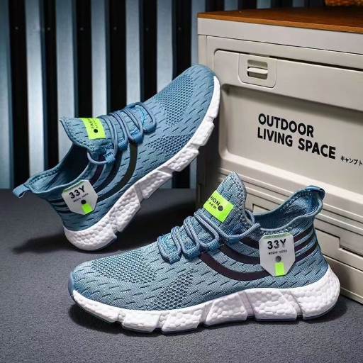 Spring and Autumn reflective mesh popcorn running shoes with soft and lightweight breathable casual non-slip soles for male and female students.