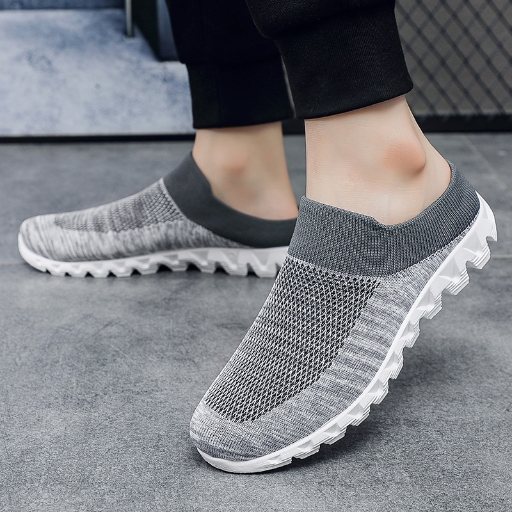 Flying knit socks shoes half slip casual shoes breathable trendy cloth shoes