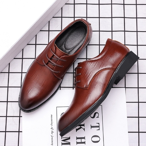 England business pointed men's leather shoes casual trend men's shoes formal lace Korean men's wedding shoes