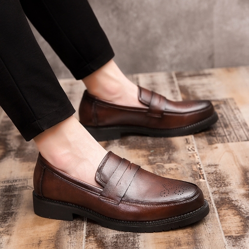 Men's Business Dress Leather Shoes Retro British Casual Shoes Leather Shoes
