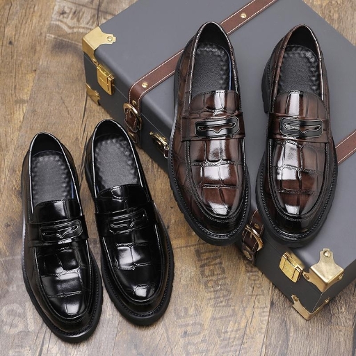 Autumn and winter large size leather shoes overshoes glossy Loafers