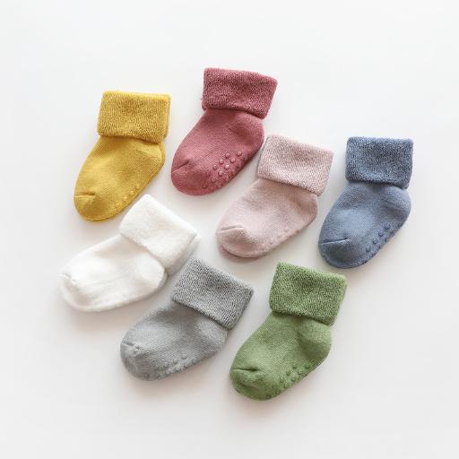 Autumn and Winter New Woolen Thick Baby Socks Anti slip Baby Floor Socks Mid tube Newborn Socks Children's Socks