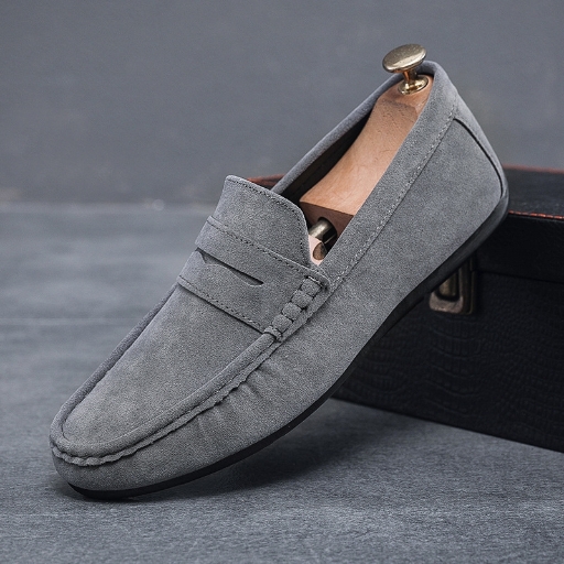  Le Fu Shoes Men's Round Head Men's Bean Shoes Men's Lazy Men's Shoes One Step Soft Bottom Driving Men's Casual Leather Shoes